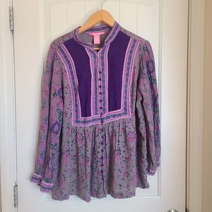 Vintage Women Within Purple Bohemian Peasant Top Large